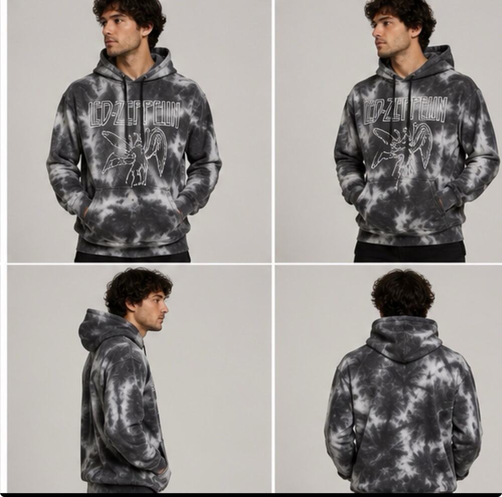 Led Zeppelin Hoodie Mens XL Gray Tie Dye Swan Song Band Graphic Pullover